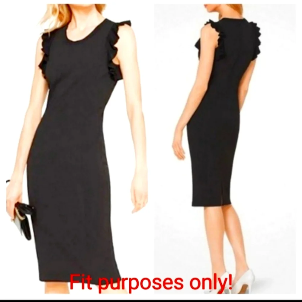 Michael Kors midi knit black dress with short flutter sleeves. - Picture 1 of 3